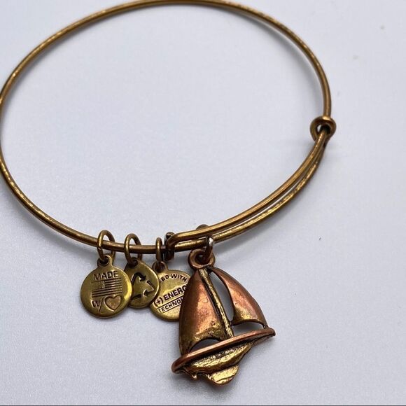 Alex & Ani Sailboat Gold Stacking Bangle Bracelet - Picture 1 of 4